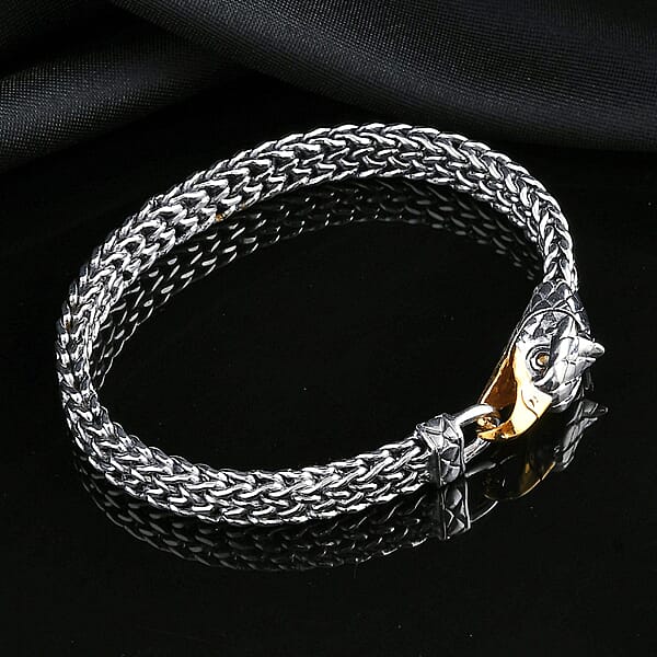 Bali Legacy Eagle Bracelet In 22K Vermeil YG Over And Sterling Silver (7.25 In) 39.50 Grams