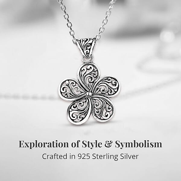 Bali Legacy Floral Pendant Without Chain Swirl Pendant Without Chain Silver Flower Pendant Without Chain Sterling Silver Pendant Without Chain Filigree Pendant Without Chain 2.85 Grams