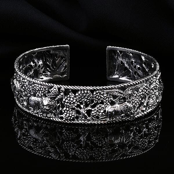 Bali Legacy Jungle Safari Cuff Bracelet In Sterling Silver (7.25 In) 32.15 Grams