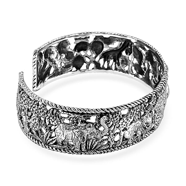 Bali Legacy Jungle Safari Cuff Bracelet In Sterling Silver (7.25 In) 32.15 Grams