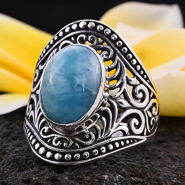Bali Legacy Larimar Ring In Sterling Silver 6.10 Ctw