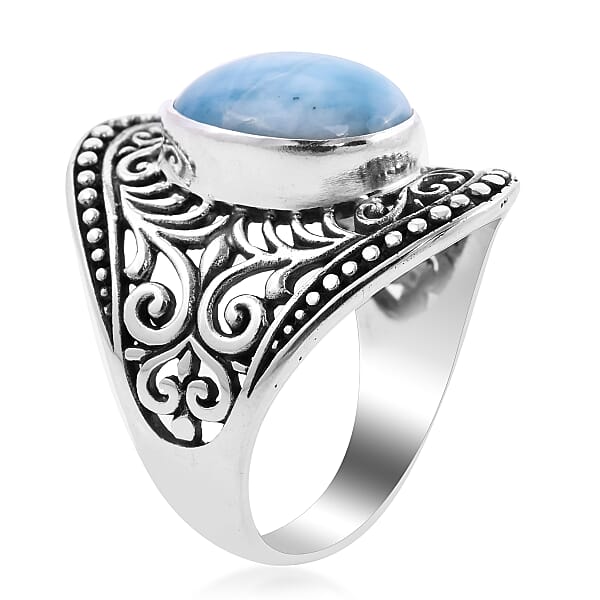 Bali Legacy Larimar Ring In Sterling Silver 6.10 Ctw