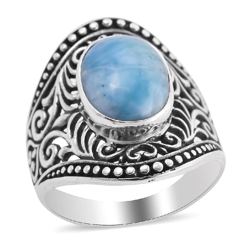 Bali Legacy Larimar Ring in Sterling Silver 6.10 ctw