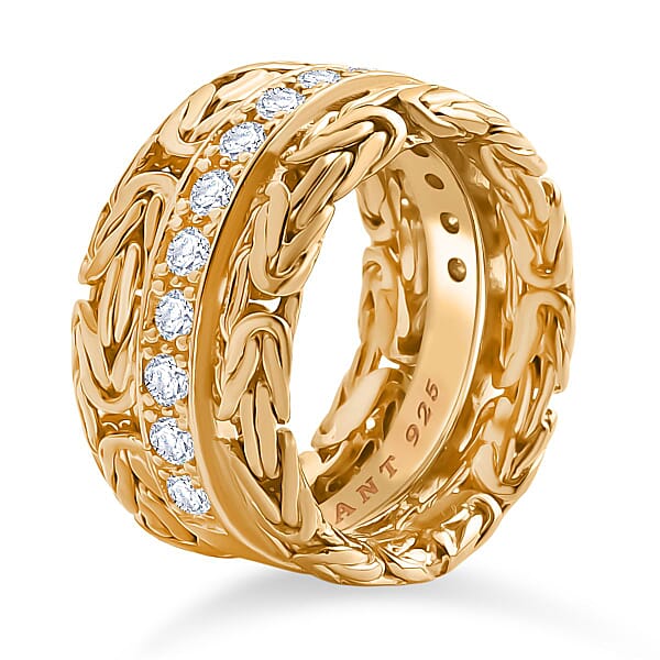Bali Legacy Luxuriant Lab Grown Diamond Byzantine Ring In 22K Vermeil YG Over Sterling Silver 1.00 Ctw