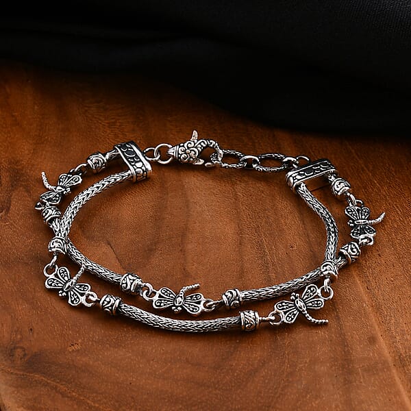 Bali Legacy Sterling Silver Dragonfly Bracelet (8.00 In) 20.90 Grams