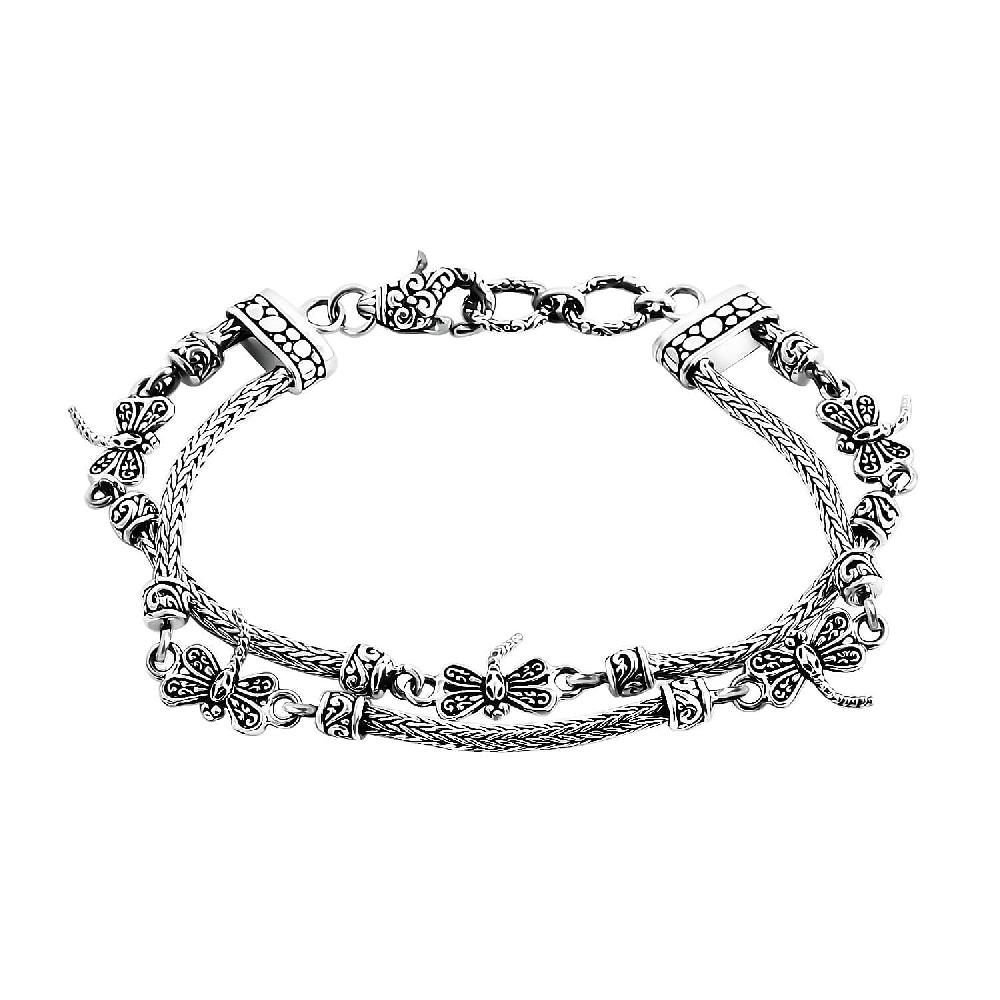 Bali Legacy Sterling Silver Dragonfly Bracelet (8.00 In) 20.90 Grams