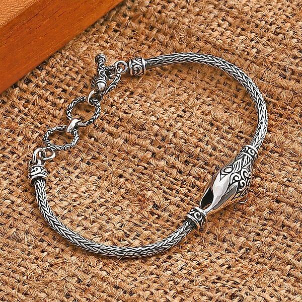 Bali Legacy Sterling Silver Eagle Face Bracelet (7.25 In) 10.47 Grams