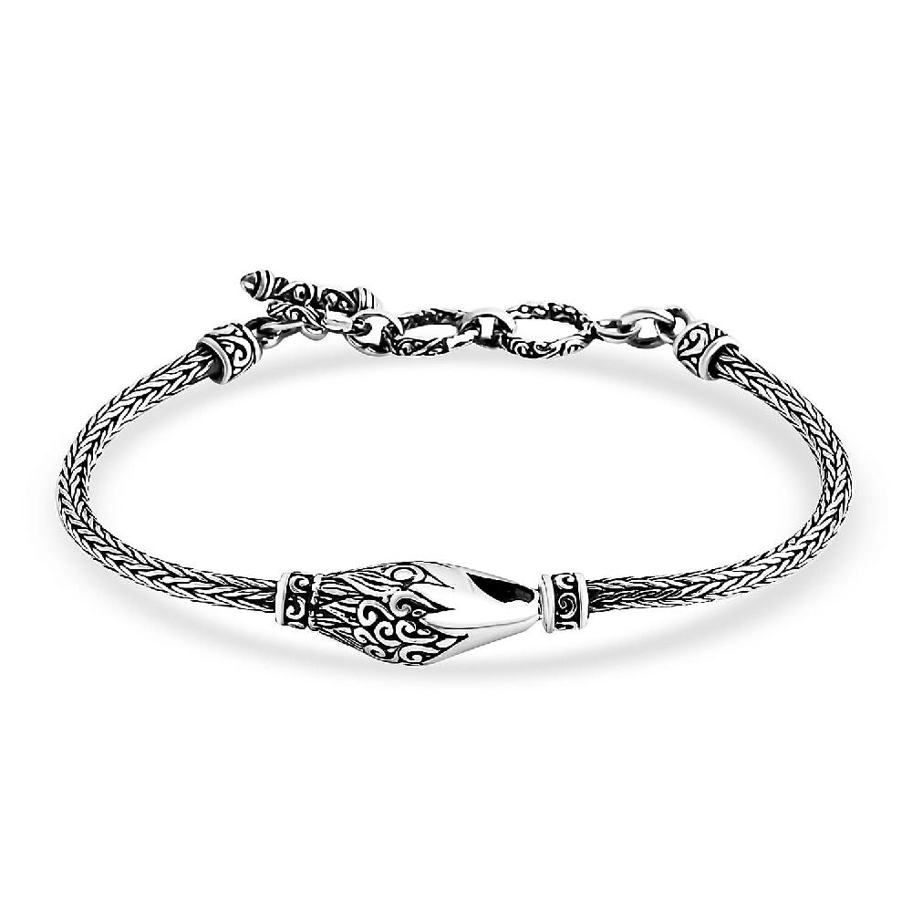 Bali Legacy Sterling Silver Eagle Face Bracelet (7.25 In) 10.47 Grams