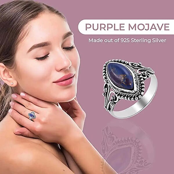 Bali Mojave Purple Turquoise Ring In Sterling Silver 4.75 Ctw