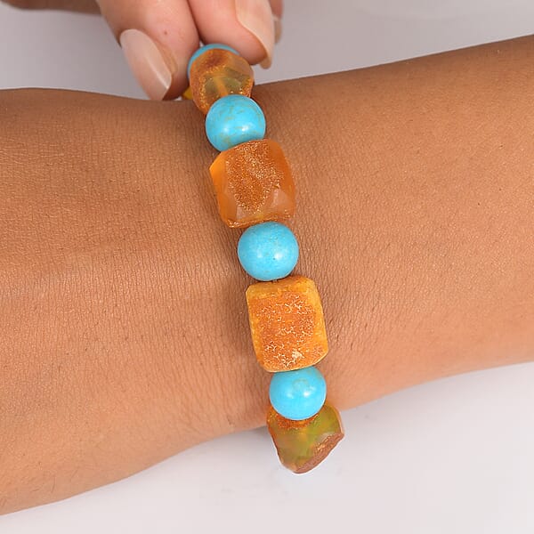 Baltic Amber And Magnesite Stretch Bracelet