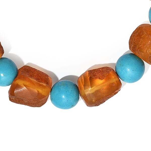 Baltic Amber And Magnesite Stretch Bracelet
