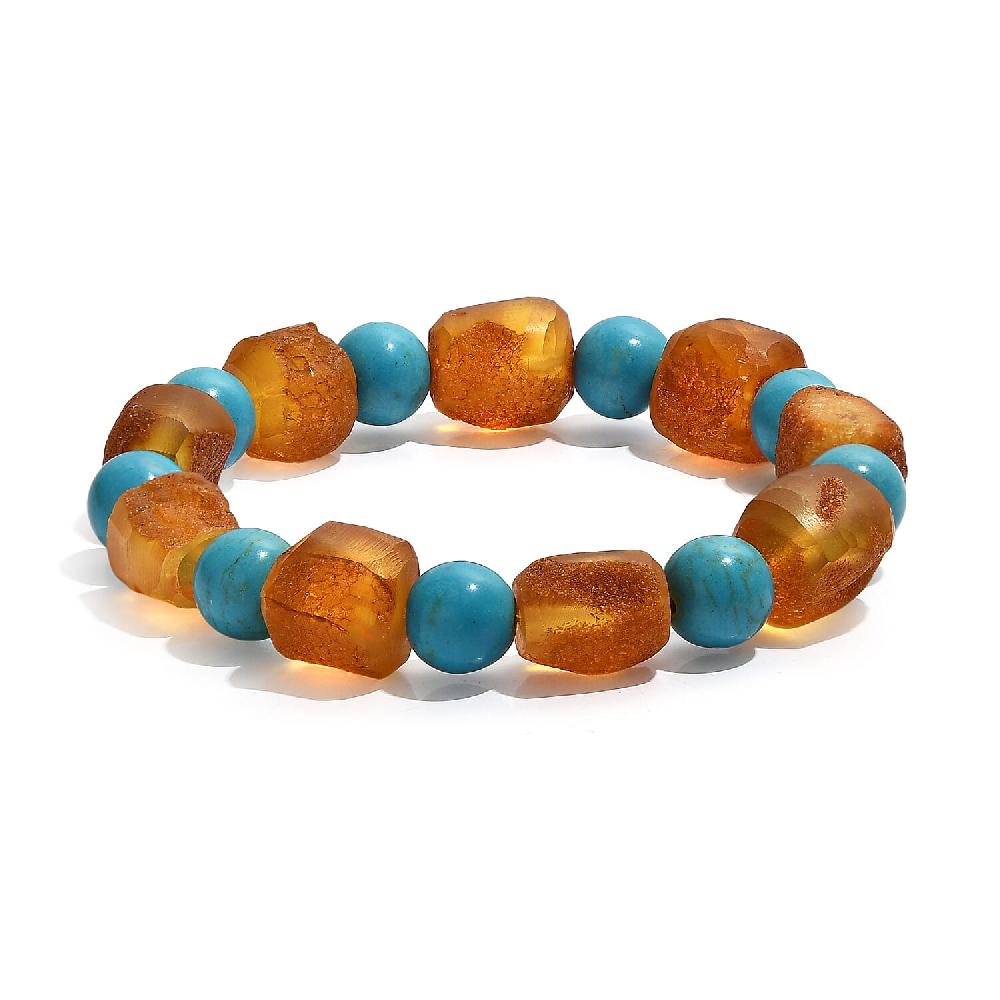 Baltic Amber and Magnesite Stretch Bracelet