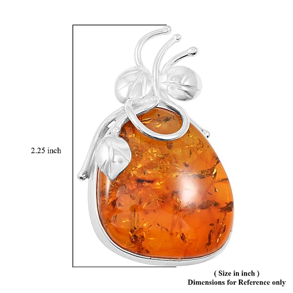 Baltic Amber Honeydrop Brooch In Sterling Silver