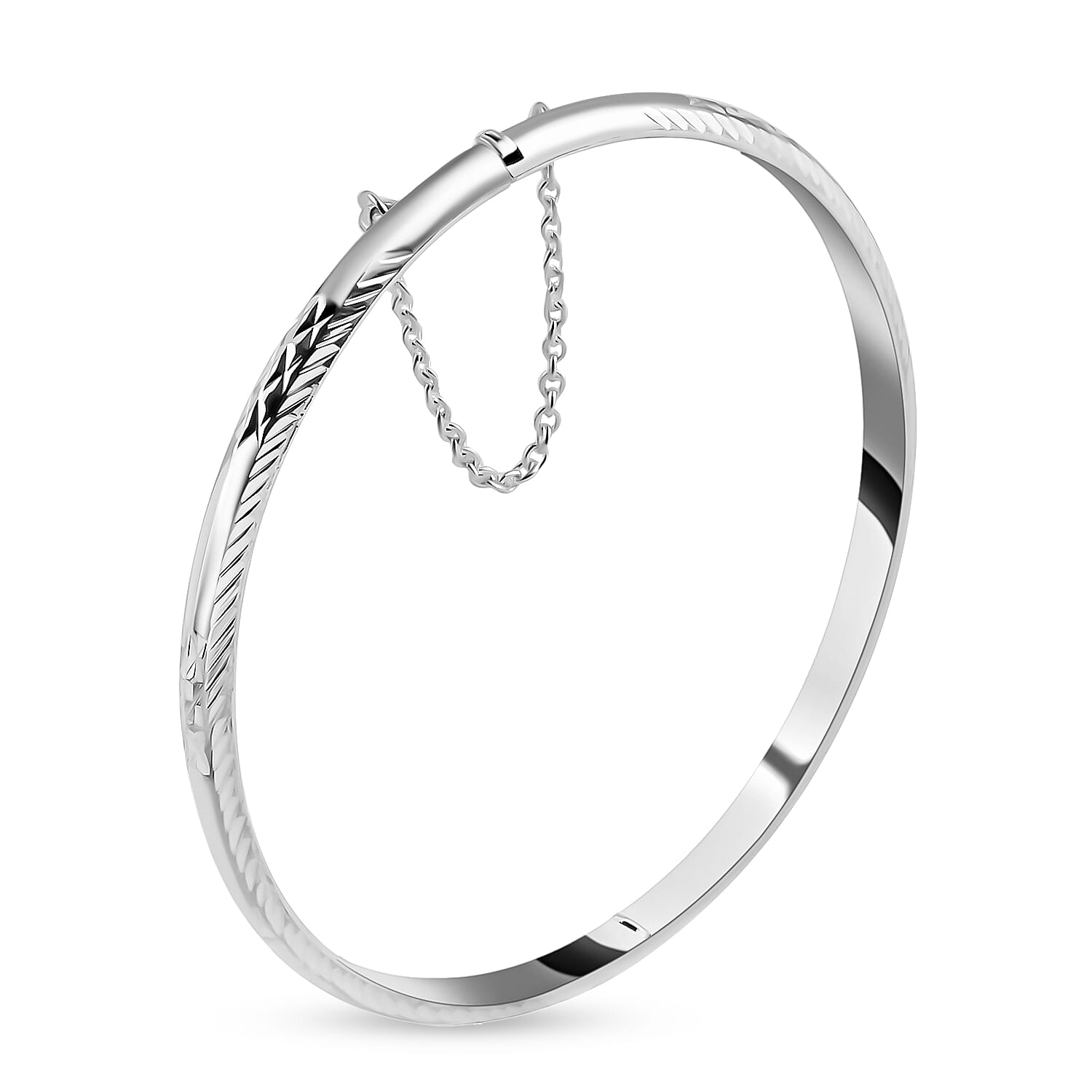 Bangle Bracelet in Sterling Silver Textured Bangle Silver Bracelet (8.00 In) 7.80 Grams