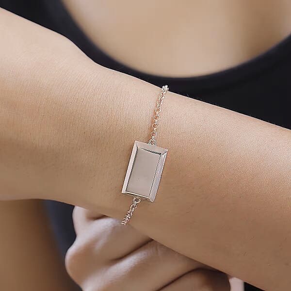 Bar Bracelet In 18K Vermeil Rose Gold Over Sterling Silver (7.25 In) 3 Grams (Del. In 10-12 Days)