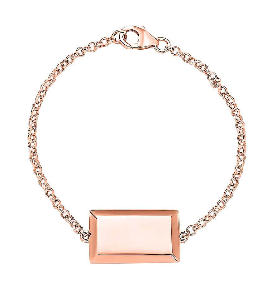 Bar Bracelet in 18K Vermeil Rose Gold Over Sterling Silver (7.25 In) 3 Grams (Del. in 10-12 Days)