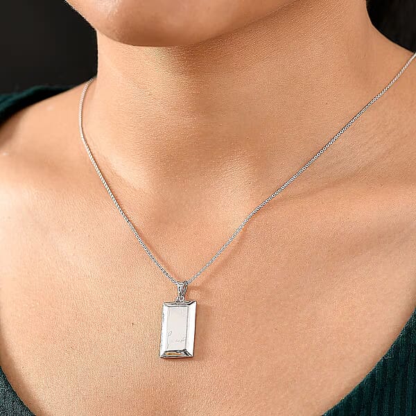 Bar Pendant Necklace 20 Inches In Rhodium Over Sterling Silver 2 Grams (Del. In 10-12 Days)