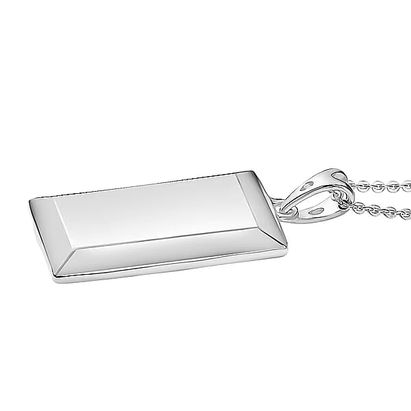Bar Pendant Necklace 20 Inches In Rhodium Over Sterling Silver 2 Grams (Del. In 10-12 Days)
