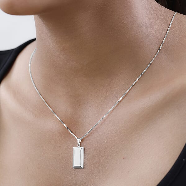Bar Pendant Necklace In 14K White Gold 2 Grams 20 Inches (Del. In 10-12 Days)