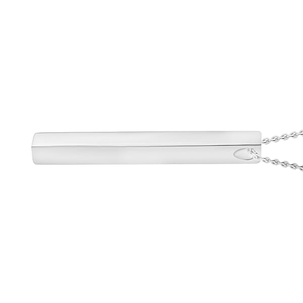 Bar Pendant Necklace In Rhodium Over Sterling Silver 11 Grams 20 Inches (Del. In 10-12 Days)