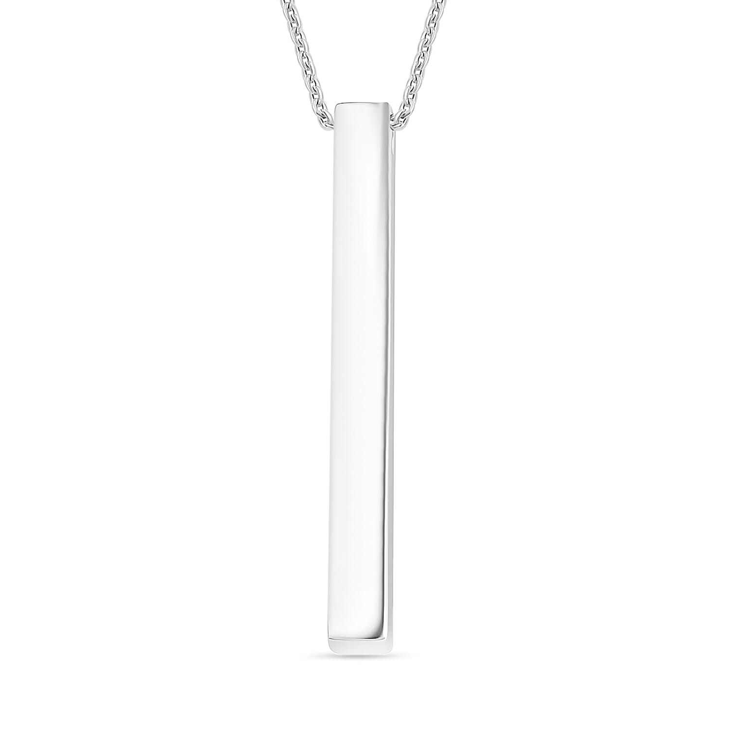 Bar Pendant Necklace in Rhodium Over Sterling Silver 11 Grams 20 Inches (Del. in 10-12 Days)