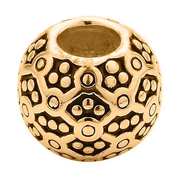Barrel Shape Beaded Charms In 14K Yellow Gold Over Sterling Silver