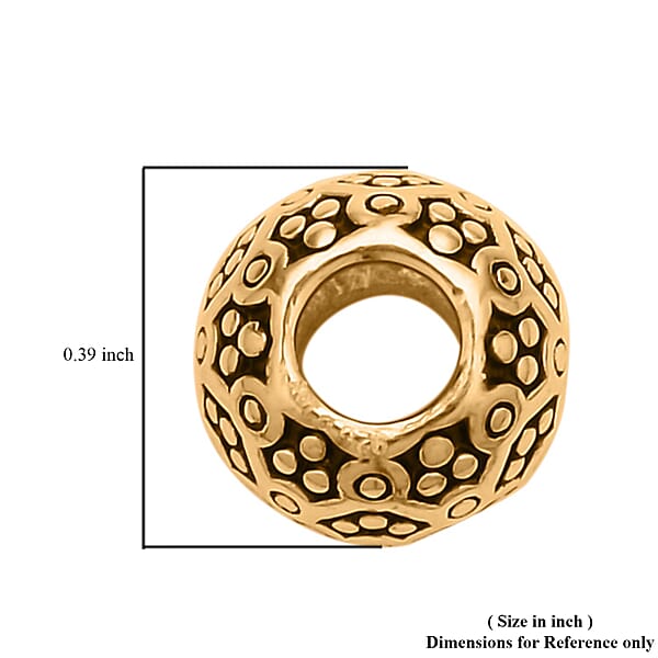 Barrel Shape Beaded Charms In 14K Yellow Gold Over Sterling Silver