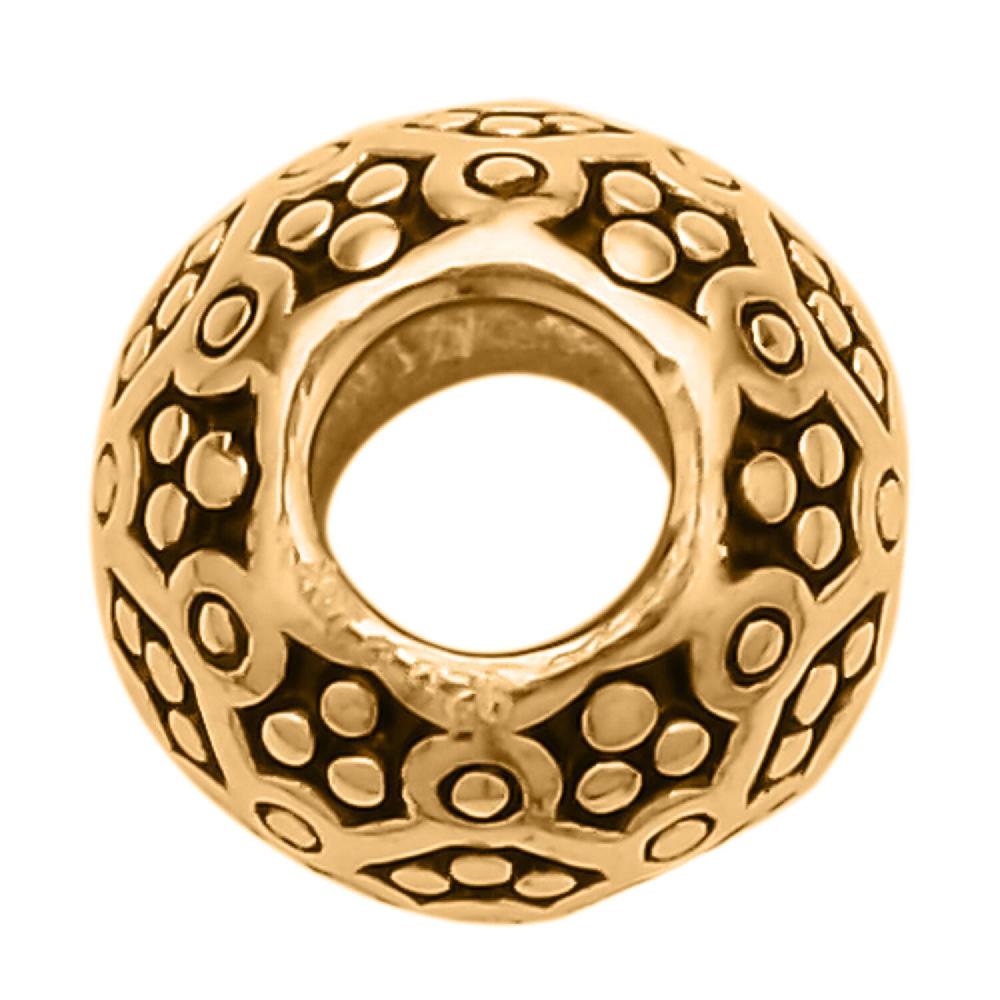 Barrel Shape Beaded Charms in 14K Yellow Gold Over Sterling Silver
