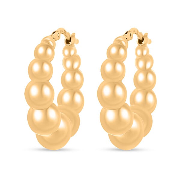 Bead Hoop Earrings In 14K Yellow Gold 4.82 Grams