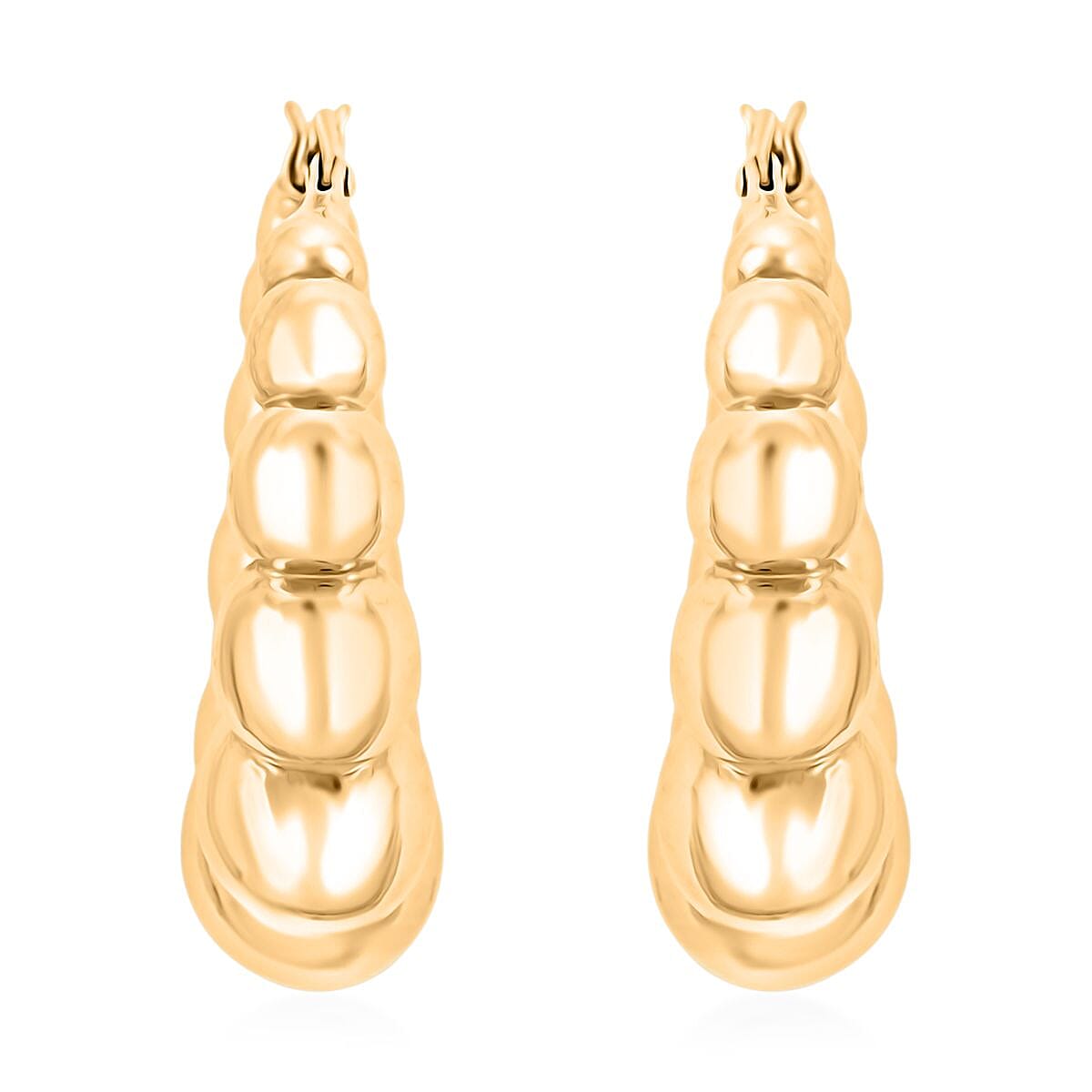 Bead Hoop Earrings in 14K Yellow Gold 4.82 Grams