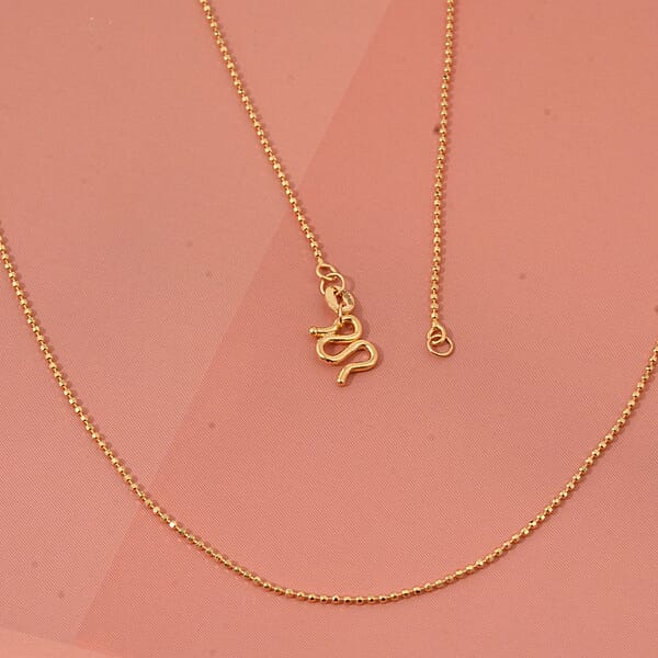 Beaded Chain Necklace In 24K Yellow Gold 20 Inches 3.20 Grams