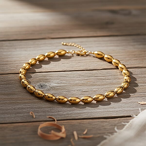 Beaded Chain Necklace In Goldtone 20-22 Inches