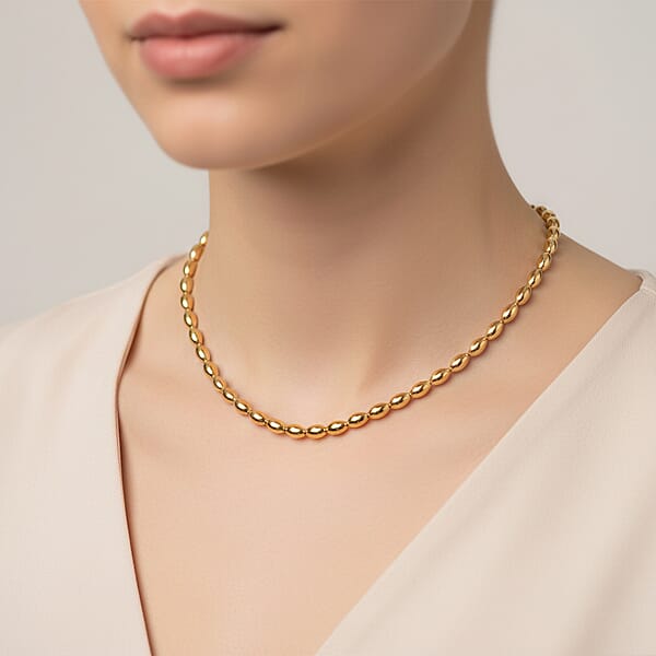 Beaded Chain Necklace In Goldtone 20-22 Inches