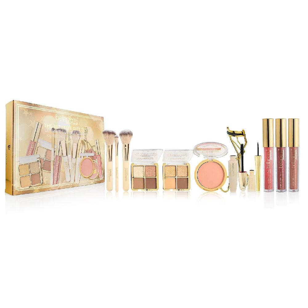 Bellapierre Glam 12pcs Ultimate Gift Set (Gloss Eyeliner Mascara Blush Curler Palette)