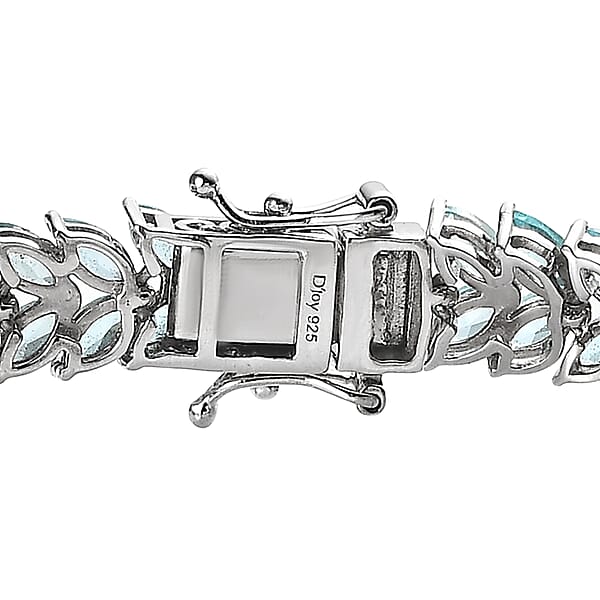 Betroka Blue Apatite 15.15 Ctw 2 Row Bracelet In Platinum Over Sterling Silve (7.25 In)