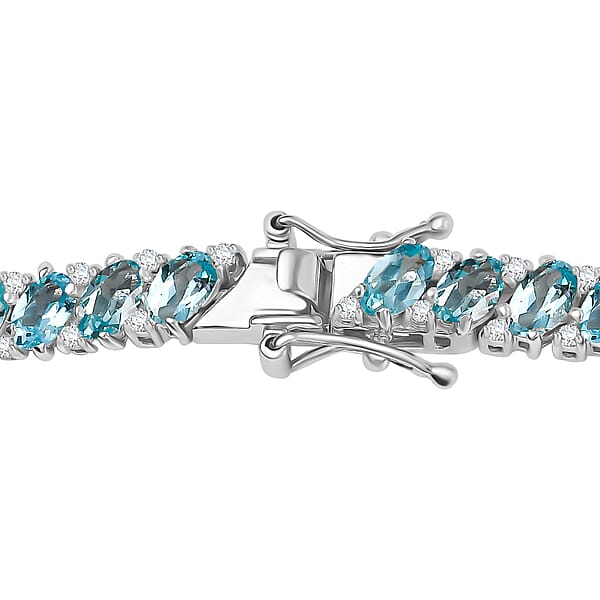 Betroka Blue Apatite And White Zircon Necklace 18 Inches In Platinum Over Sterling Silver 30.15 Ctw