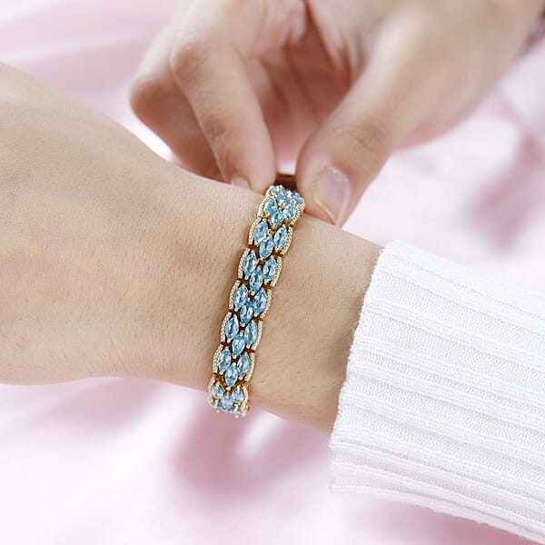 Betroka Blue Apatite Bracelet In Vermeil Yellow Gold Over Sterling Silver (8.00 In) 18.15 Ctw