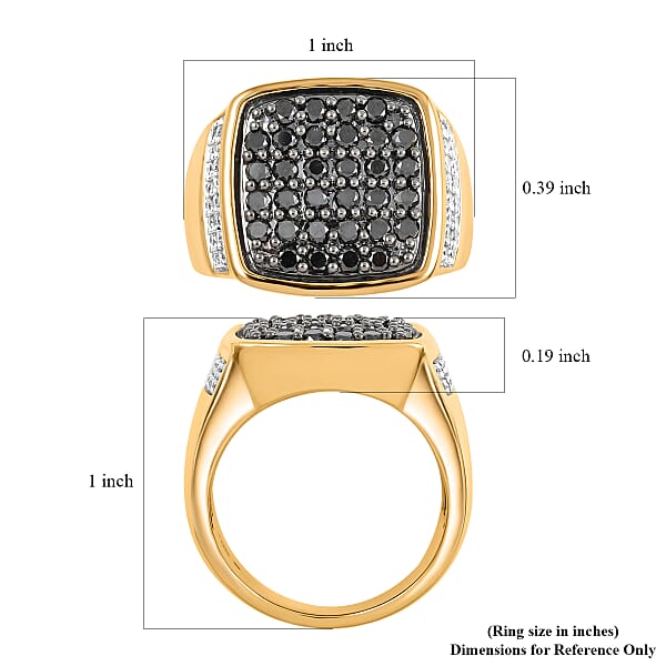 Black And White Diamond 1.50 Ctw Men's Ring In 10K Yellow Gold 11.60 Grams
