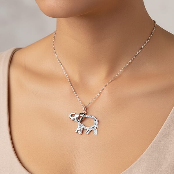 Black Diamond And White Diamond I2-I3 0.10 Ctw Pendant Necklace In Rhodium Over Sterling Silver 18 Inches