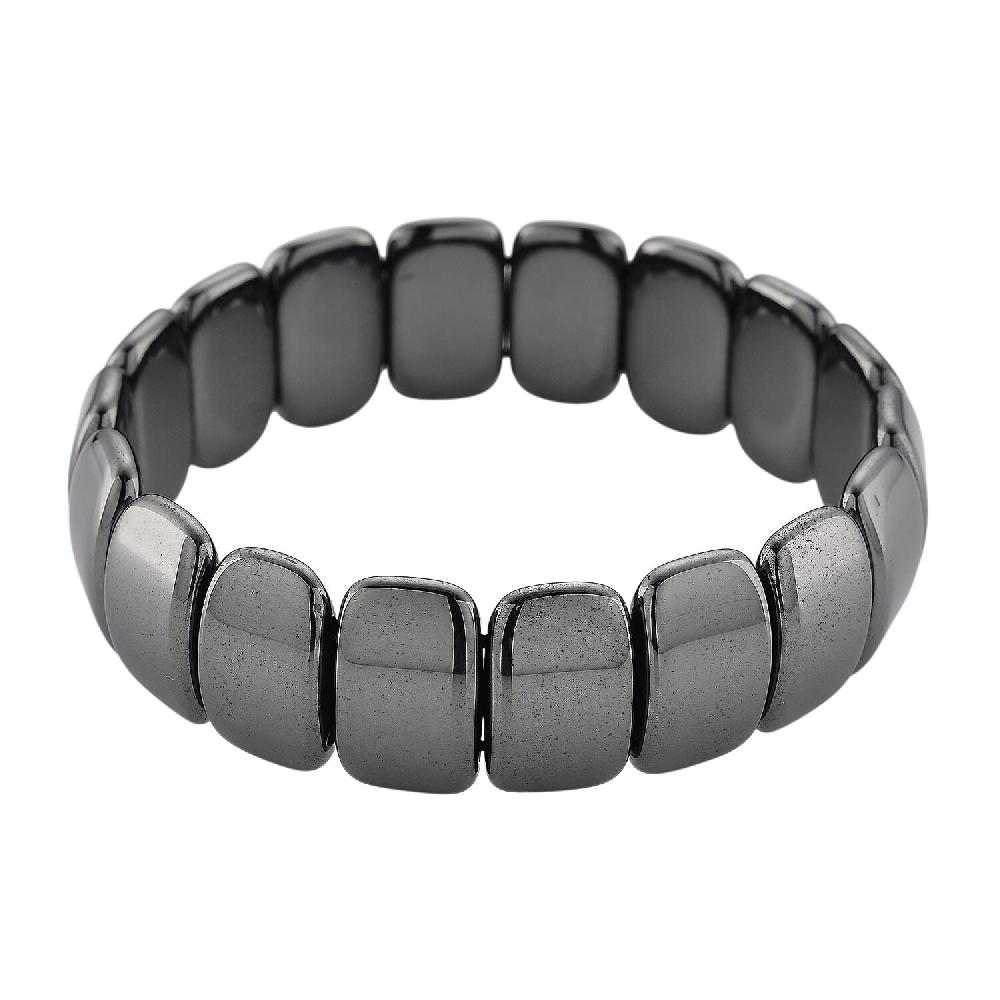 Black Hematite Block Stretch Men's Bracelet 360.00 ctw (7.75-8.25 inches)