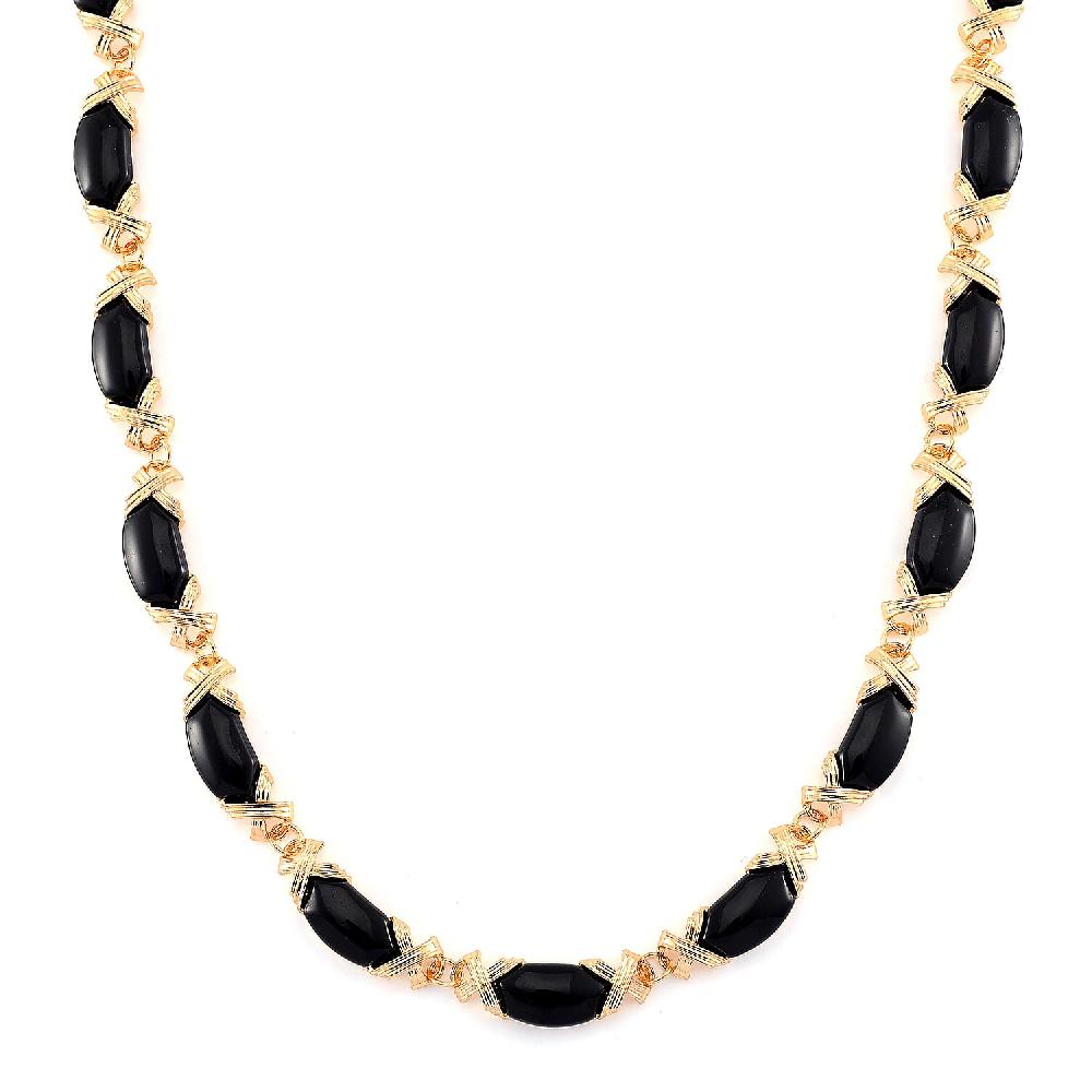 Black Obsidian 250.00 ctw Molto Kiss Necklace in Goldtone 18-20 Inches