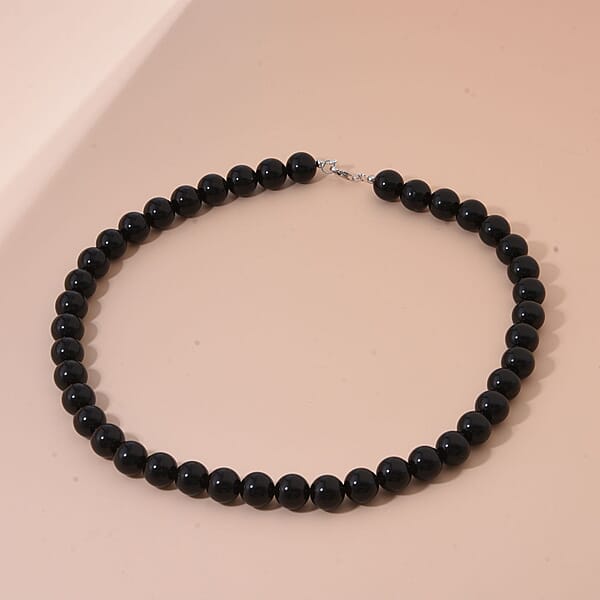 Black Obsidian 295.00 Ctw Beaded Necklace In Sterling Silver 18 Inches