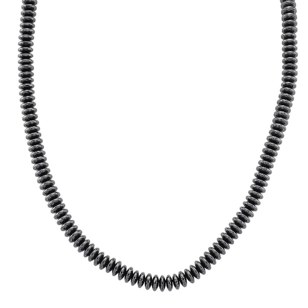 Black Plated Hematite Roundel Beaded Necklace in Silvertone 689.00 ctw (21.25-23.25 Inches)