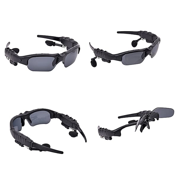 Black Wearable Technology Wireless Bluetooth MP3 Sunglasses With Headphone