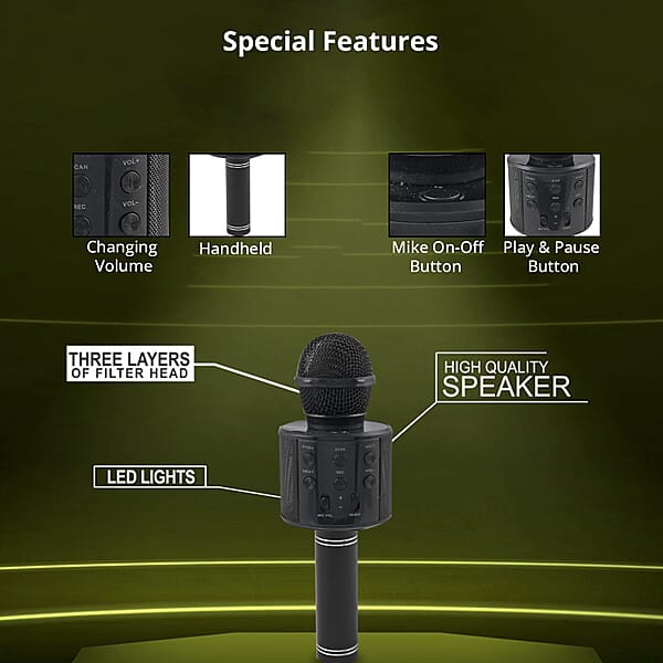 Black Wireless Bluetooth Karaoke Microphon14.99e With USB Charger