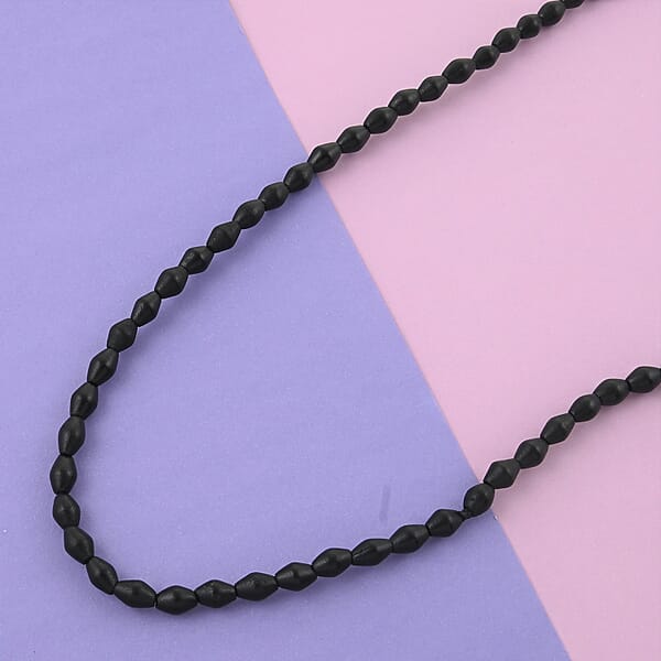 Black Wooden Beaded Rope Necklace 38 Inches