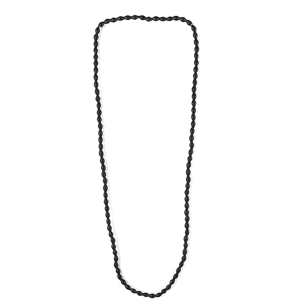 Black Wooden Beaded Rope Necklace 38 Inches
