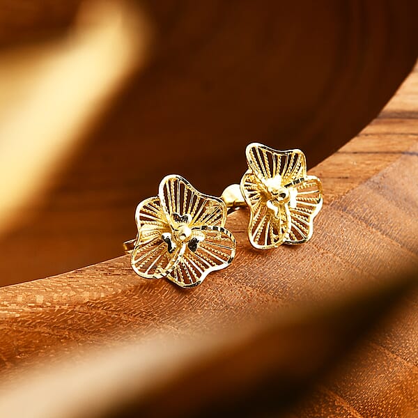 Blooming Flower Earrings In 10K Yellow Gold 1.40 Grams