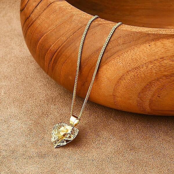 Blossom Heart Pendant Necklace In 10K Yellow Gold 20 Inches 3 Grams