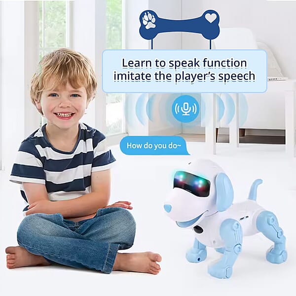 Blue Bionic Smart Robotic Dog Toy With Remote Control